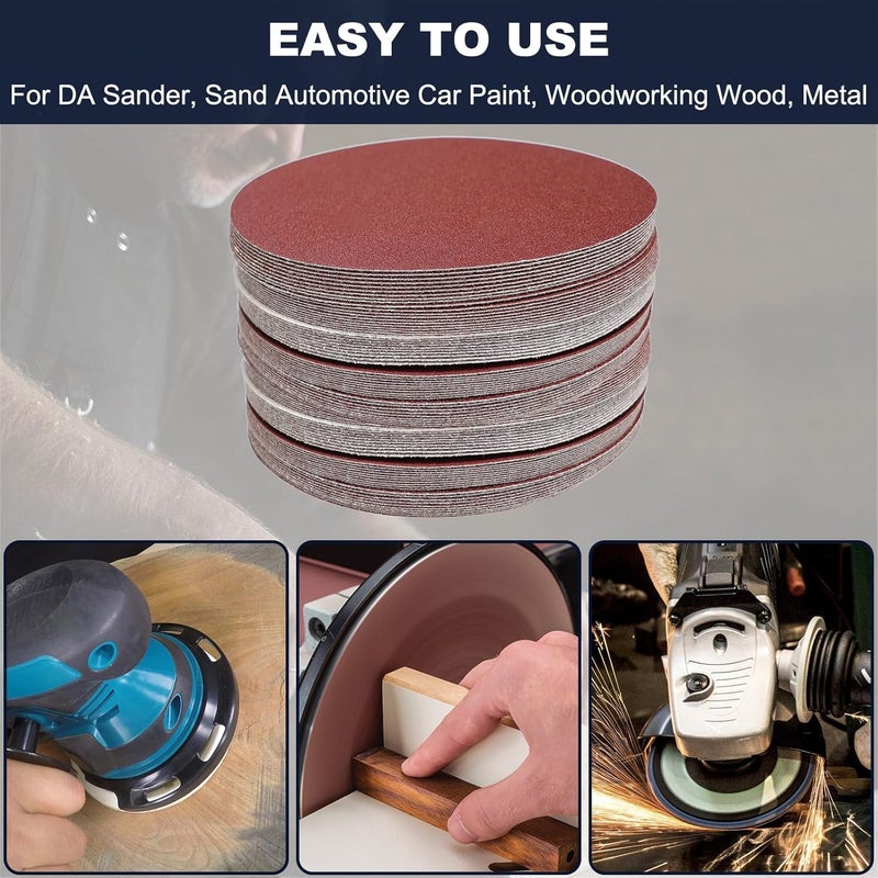 SACKORANGE 50 PCS 6 Inch 180 Grit PSA Sanding Discs Self Adhesive Sticky-Back Sandpaper for 6" DA Sander Automotive Car Paint Woodworking Wood Metal Finishing - Image 5